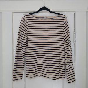 J. Crew Striped Long Sleeve Boat Neck Tee